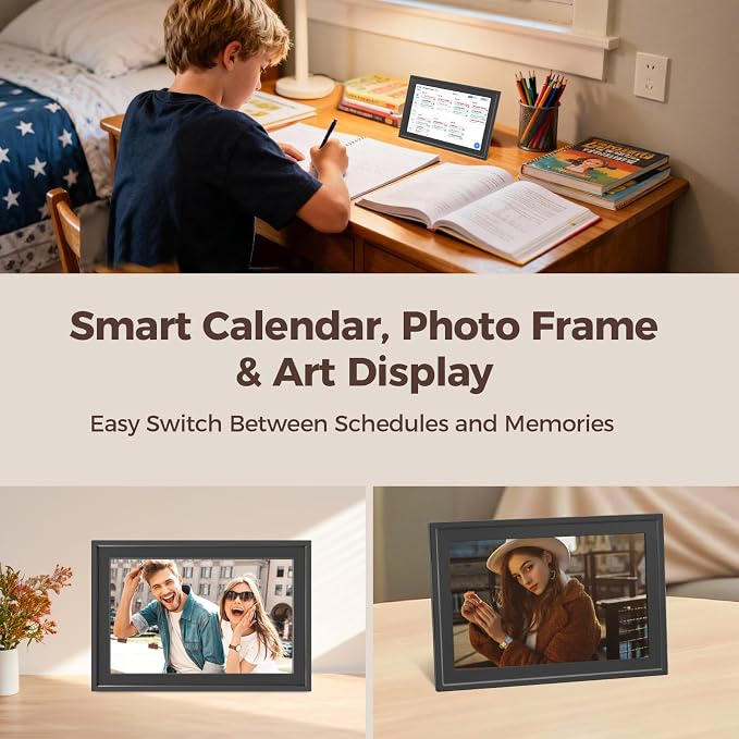 Digital Calendar 10.1IN Electronic Smart Calendars and Chore Chart with Interactive Touch Screen Sync with Phone by App for Family Planner Wall & Desk Mountable Great Gift for Organizing 2026 (Black)