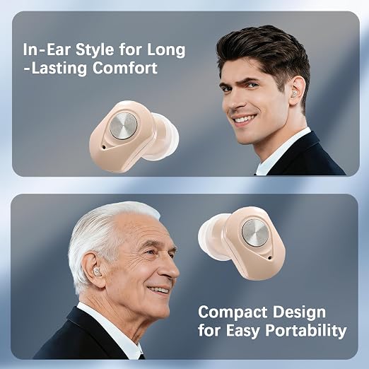 Hearing Aids for Seniors & Adults with 16-Channel Digital OTC Hearing Aids, Rechargeable, Comfort & Invisible In-Ear Design, Auto On/Off