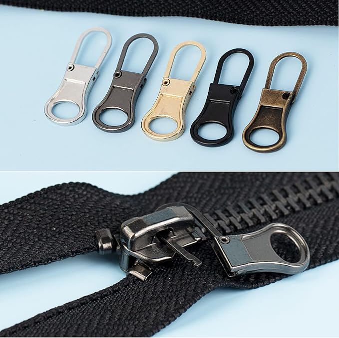 Mizeer Small Zipper Pull Replacement, Perfect for Small Hole Zippers, Detachable Zipper Pull Tab Replacement for Clothing Jackets Boots Purse 4PCS Bronze