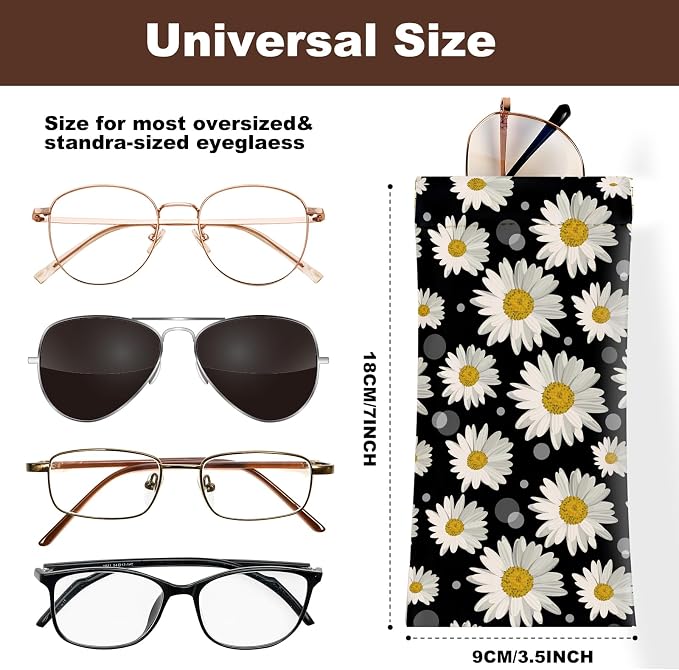 Anikathy 2Pcs Sunglass Eyeglass Glasses Case Soft PU Leather with Cleaning Cloth Cute Glasses Pouch Bag for Men Women Girs