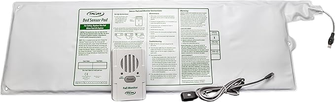 Smart Caregiver Bed Alarm for Elderly Adults – Fall Prevention System with 10"x30" Weight-Sensing Bed Pad – Automatically Alerts Caregiver When They Get Up