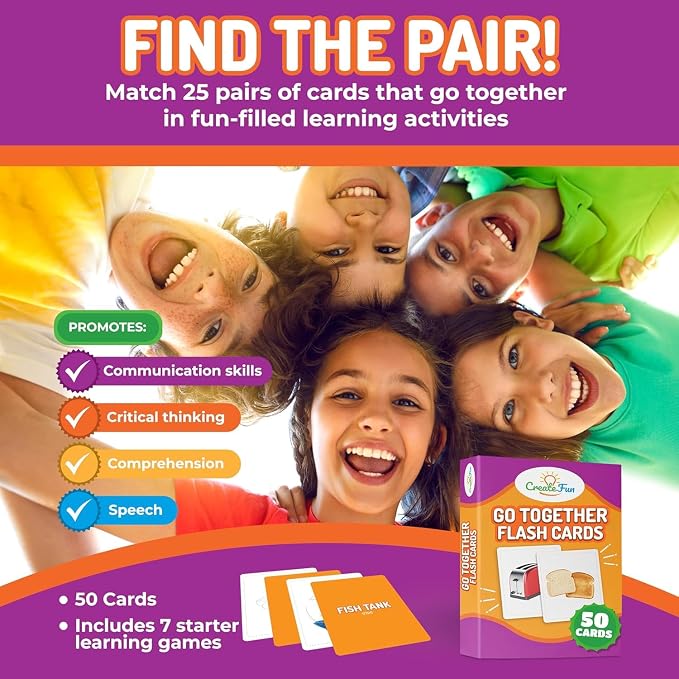 100 Go Together Opposites Flash Cards Set - Gifted Kids Learning | Matching Educational Photo Cards - Parents,Speech Therapy,Autism,ESL,Dementia care,Stroke recovery,Language,Cognitive Skills
