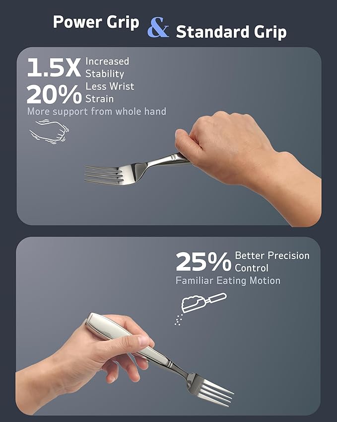 4-Piece Weighted Utensils for Tremors and Parkinsons (7 oz Each) - Weight Silverware for Hand Tremors, Weighted Utensils for Hand Tremors, Adaptive Utensils for Elderly