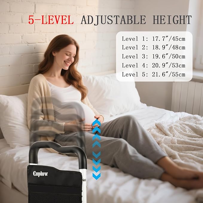 Cupluw Bed Rails for Elderly Adults Safety, Upgraded Extra Wide 16'', 16 CFR Part 1270 Approved Adjustable Bed Cane, Bed Assist Rail Load 350lb, Ergonomic Non-Slip Handle for King/Queen/Full/Twin Bed