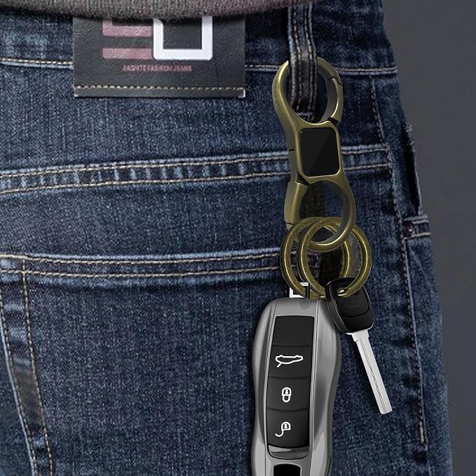 Idakekiy Key Chain Quick Release Spring with 4 Key Rings Heavy Duty Car Keychain Organizer for Men and Women