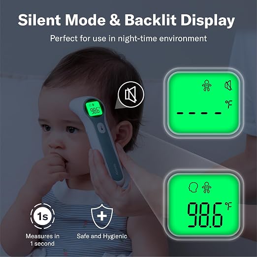 Alcedo Forehead and Ear Thermometer for Adults, Kids, and Baby | Touchless, Instant Read, Medical Grade, Accurate Digital Infrared Thermometer, Pouch & Batteries Included