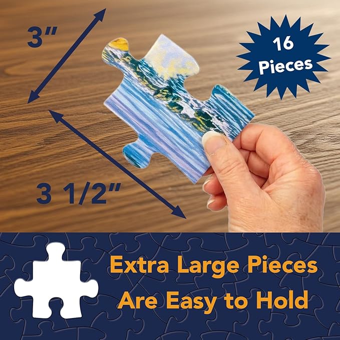 Bits and Pieces Large Piece Puzzles for Seniors, 10 in. x 13 in. Old Steam Train Puzzle - 16 pc Extra Large Pieces Puzzles for Dementia Seniors, Alzheimer Puzzle Memory Aids