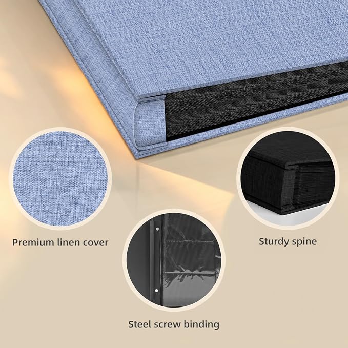 Popotop Photo Album 4x6 600 Pockets for Wedding Gifts,Linen Hardcover Picture Albums for Family Anniversary Baby Vacation Pictures