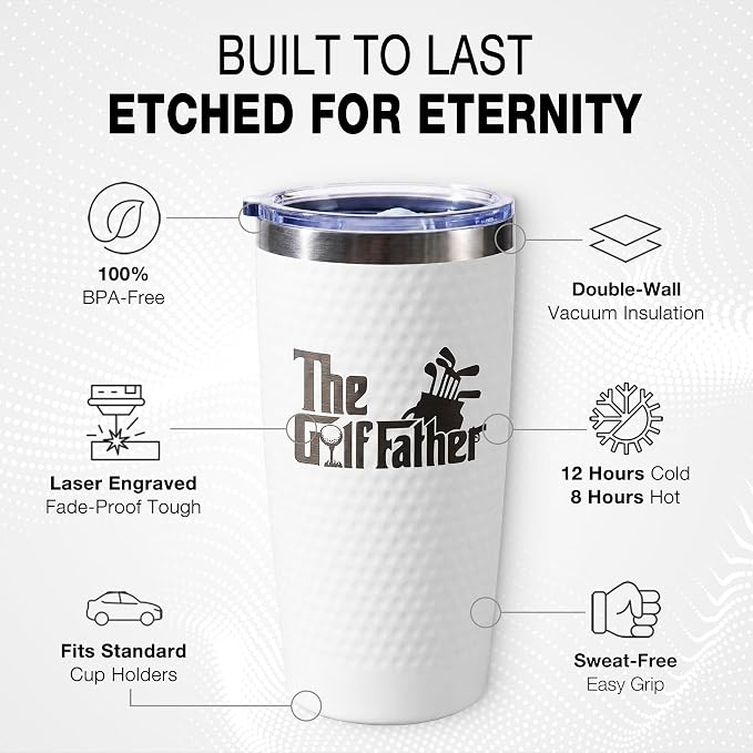 Golf Gifts for Men - Dad Golf Gifts, Cool Golfing Cup for Golfer, Funny Fathers Day Christmas Birthday Golf Gifts from Daughter Son Kids - The Golf Father, 20oz Insulated Dad Tumbler Mug Accessories