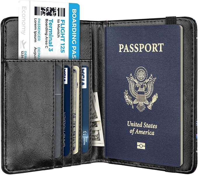 Coco Rossi Passport Holder for Travel Women Slim RFID Passport Cover Wallet | Travel Essentials, Passport Book Holders, Passport Wallet Cover Case, PU Leather, Cute, Thin, Spliced Design, Dragonfly