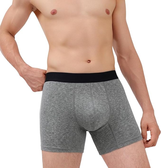 AIRCUTE Washable Absorbency Incontinence Underwear for Men, 6" Inseam Urinary Protective Boxer Briefs for Bladder Leaks 60ML (X-Large, Charcoal)