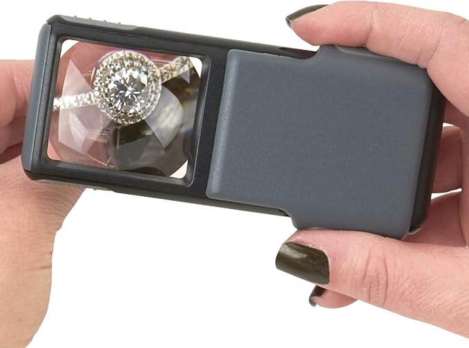 Carson 5x MiniBrite LED Lighted Slide-Out Aspheric Magnifier with Protective Sleeve - Set of 4 (PO-55MU),Gray