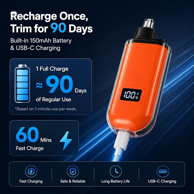 Electric Nose Hair Trimmer for Men Women, Rechargeable Mini Travel Trimmer for Nose and Ear Hair Clippers Portable Trimming with LED Display, Father’s Day Gift