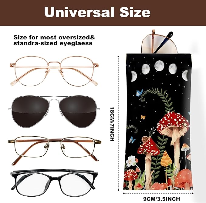 Anikathy 2Pcs Sunglass Eyeglass Glasses Case Soft PU Leather with Cleaning Cloth Cute Glasses Pouch Bag for Men Women Girs