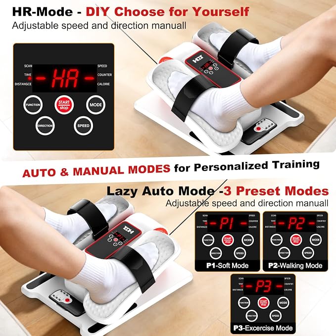 TDH Under Desk Elliptical Machine,Electric Leg Exerciser as Seen on Tv for Senior Adult,Portable Quiet Pedal Exerciser While Sitting with 12 Adjustable Speed Auto&HR Mode for Home Office