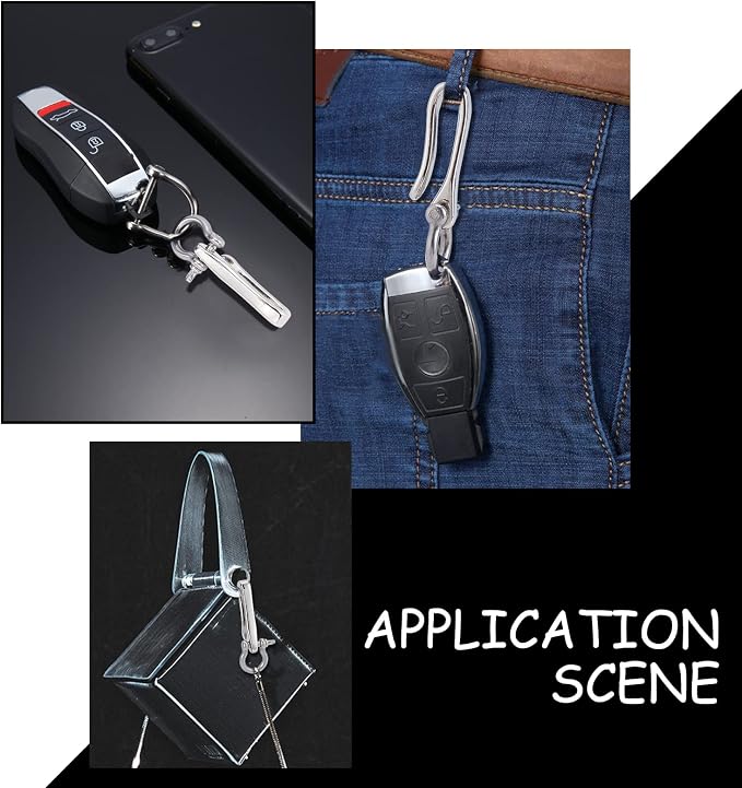PH PandaHall 1pc U Shape Hook Keychain Brass Solid Keychain Hook D-Ring Anchor Shackle Clasps Silver Key Buckle Belt Wallet Clip Holder for Women Men Wallet Key Chain Badge
