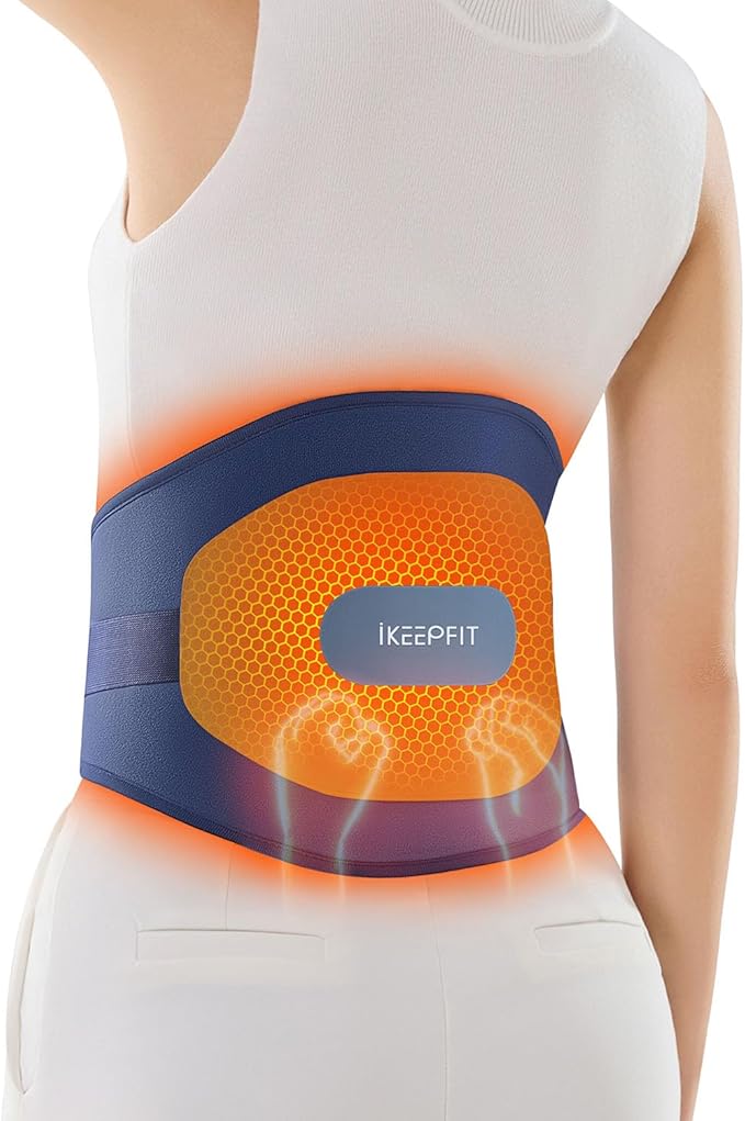 IKEEPFIT® Heating Pad for Back Pain Relief: MAXwarm® 3.0, Portable Cordless Heat Pad with Massager for Period Cramps, 8000mAh Large Battery, FSA Eligible HSA, Christmas Gift for Women Men 90-310 lbs