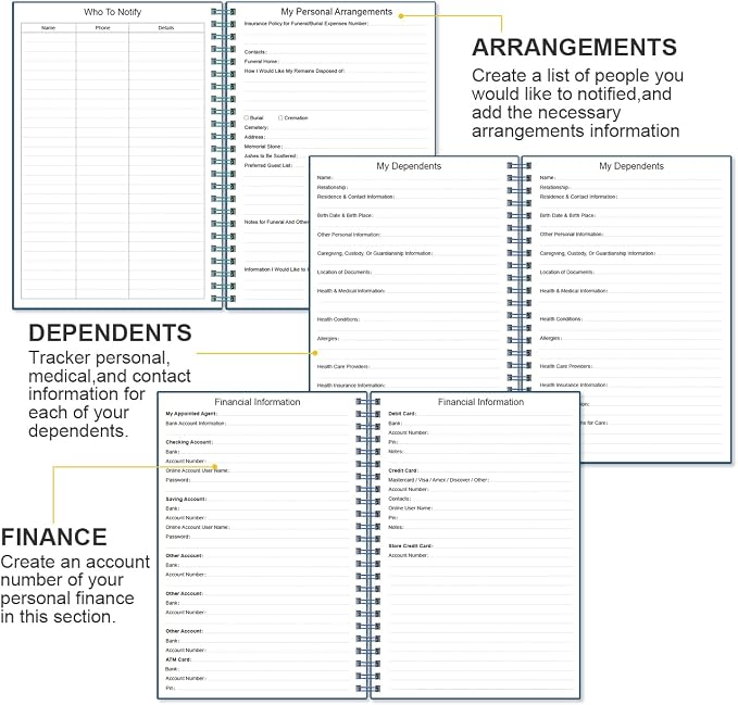 End of Life Planner – Final Arrangements Organizer for Beneficiary, Will Preparation, Last Wishes & Funeral Planning, 5.8" x 8.5", Blue