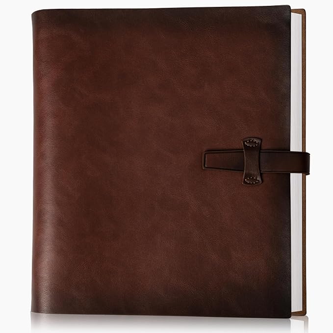 Photo Album 4x6 300 Photos, Genuine Leather Photo Albums with Writing Space with 30 Writing Paper, Travel Family Wedding Kids Graduation Ultrasound Baby Picture Album Scrapbook Photo Album (Simple)