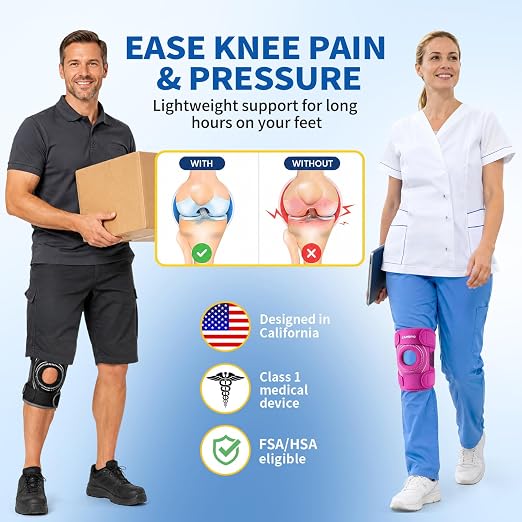 CAMBIVO ELITE Knee Brace with Side Stabilizers & Open Patella Gel Pad — Adjustable Support for Meniscus, Arthritis, ACL, MCL Recovery, Knee Support for Men and Women - Please Check Size Chart