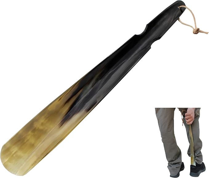 5MOONSUN5 Shoe Horn Made with Real Horn Handmade. Home or Travel Use. Shoehorn for Men or Women Shoes & Boots. Best Gift Idea. (HORN-16'')