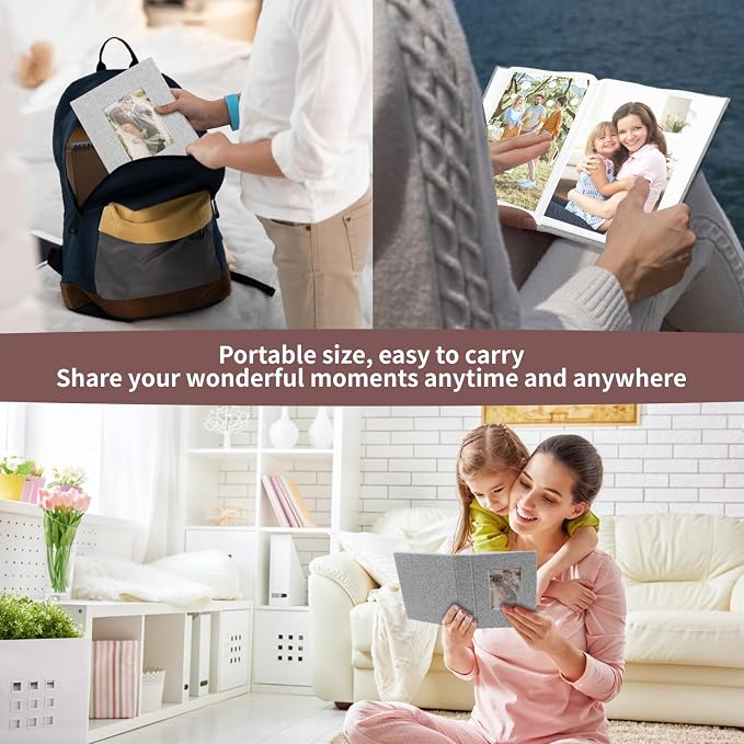 vivinin 2 Pack Photo Album 5x7, Linen Cover Photo Book, Small Photo Album Book for 36 Pockets Hold 72 Pictures, Picture Book for Photos Family Anniversaries Baby Vacations (Gray)