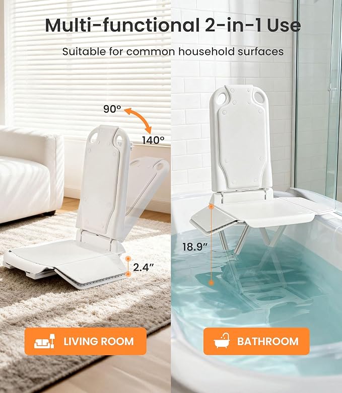 2-in1 Electric Chair Lift, Stand Up Independently from Floor, Support Up to 300 LBS, Chair Lift for Elderly, Help You Stand Up for Living Room & Bathtub