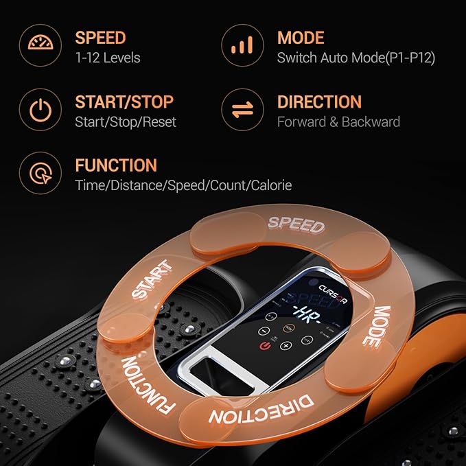 Under Desk Elliptical Machine, Electric Seated Pedal Exerciser, Min Leg Exerciser with Remoter, 12 Level Speeds, Forward & Reverse Direction, Manual & Auto Mode for Home Office