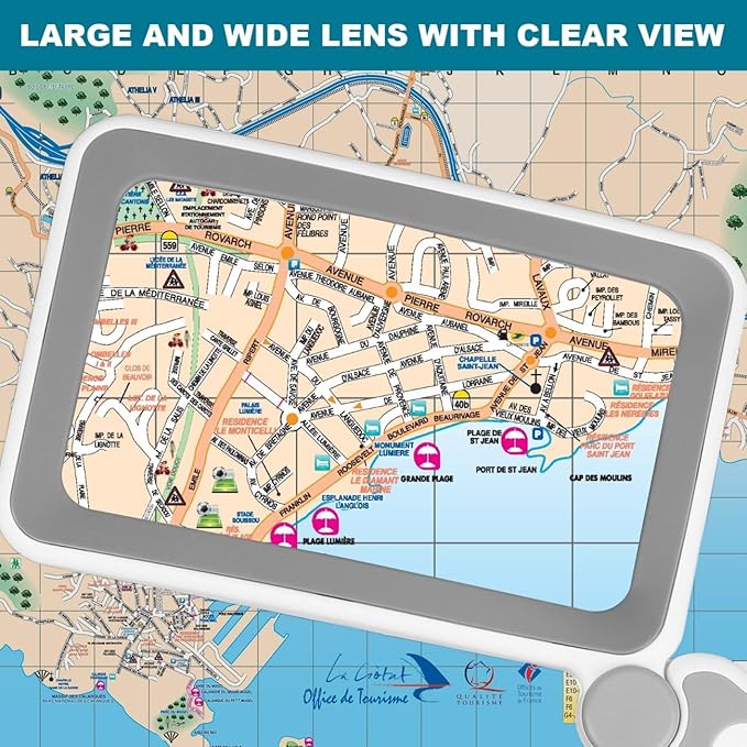 Rechargeable Magnifying Glass with Light for Reading, 5X Large Page Magnifier with LED Lighted for Seniors Low Vision, Folding Handheld Lightweight Rectangle Magnifier for Reading Book Small Print