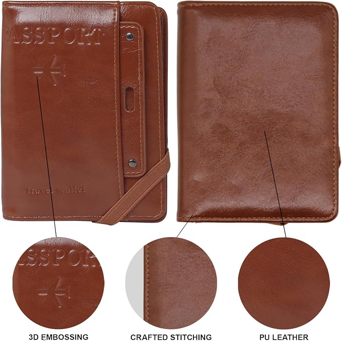 RFID Passport Wallet, RFID Passport Holder for Wallet, Essential Travel Anti-Theft Wallet Storage Case, Anti-Theft Protective Case,Brown