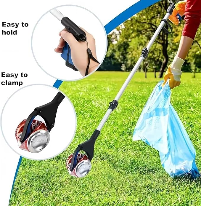 2-Pack Grabber Reacher Tool, 43 Inch Extra Long Steel Foldable Pick Up Stick with Strong Grip Magnetic,Trash Claw Grabber Tool, Hand Grabber for Reaching, Arm Extension, Blue