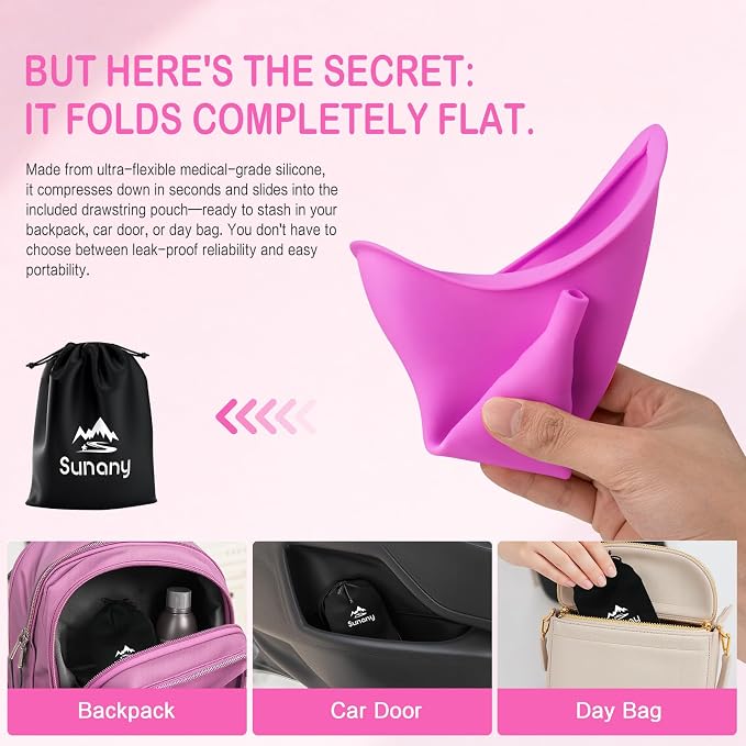 Female Urination Device, Reusable Female Urinal Silicone Women Pee Funnel | Women to Pee Standing Up, The Perfect Companion for Camping,Travel travel outdoor, folds compact, easy rinse