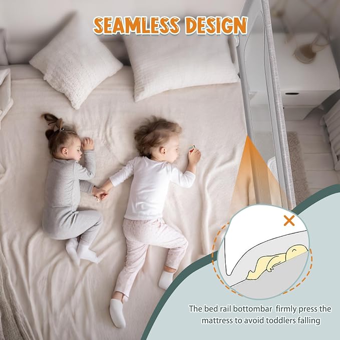 G TALECO GEAR Bed Rail for Toddlers, Stable Protective Bed Side Rails, Baby Bedrail Guard for Twin Full Queen & King Size Bed ((3 Sides for Twin Size) 74.8x74.8x39 Inch)