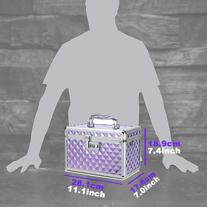 Storage Lock Box with Combination Lock, Lockable Medicine Storage Box, Empty First Aid Box, Security Lock Box, Multipurpose Locking Box for Home and Outdoor Use (Purple, Medium)