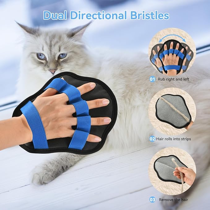 AstraLoom Pet Hair Removal Gloves for Dogs & Cats, 2026 Newly Upgraded Five-Finger Reusable Electrostatic Pet Hair Glove, Pet Hair Remover Tool for Sofa, Bed,Carpet, Clothing and Car Seat (1)