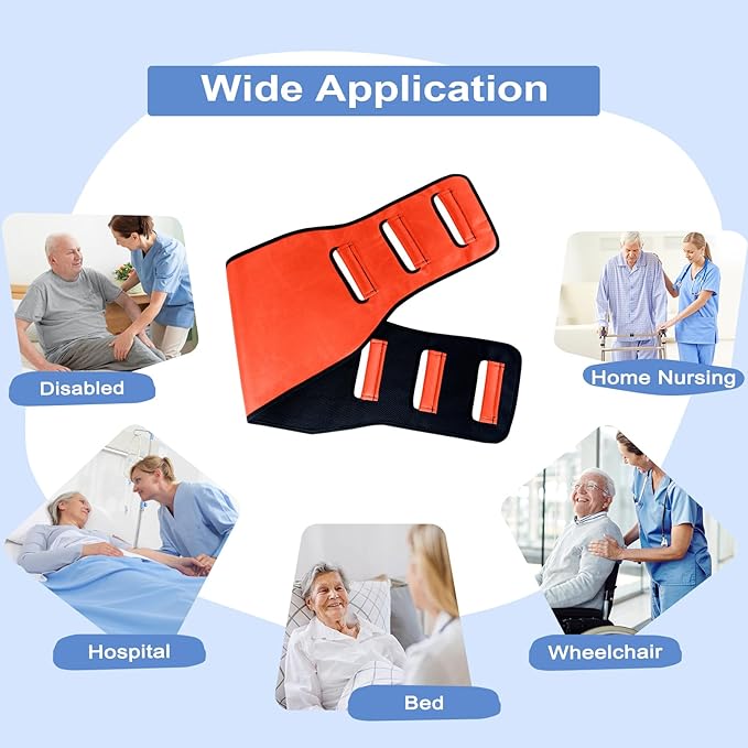 Transfer Belt Transfer Sling - Padded Gait Belt - Heavy Duty Patient Lift, Mobility Standing and Lifting Aid for Disabled, Elderly, Injured - Safely Move from Bed and Wheelchair (Orange)
