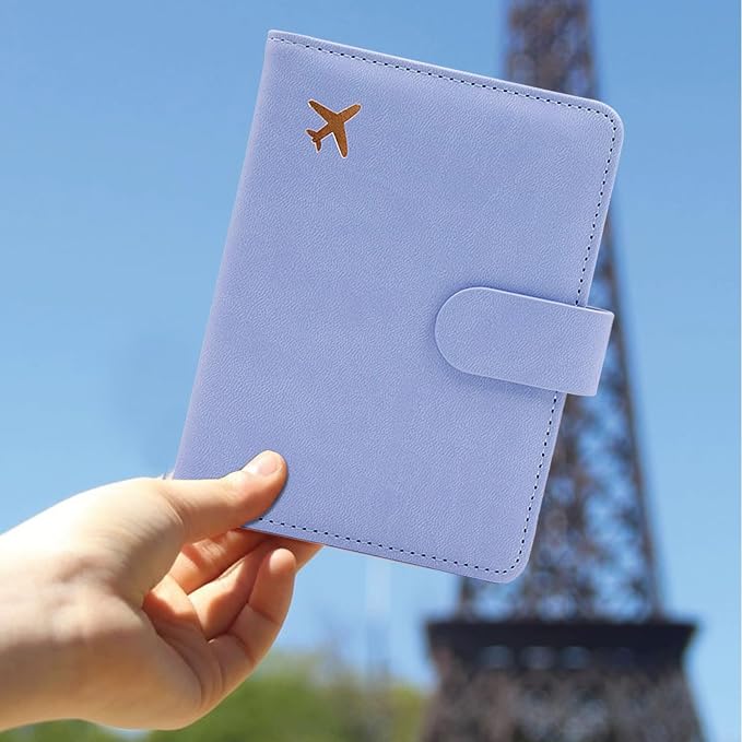 Melsbrinna Premium Leather Passport Holder Covers Case, Waterproof Rfid Blocking Travel Wallet Passport Holder with Pen Holder, Cute Passport Book for Women/Men
