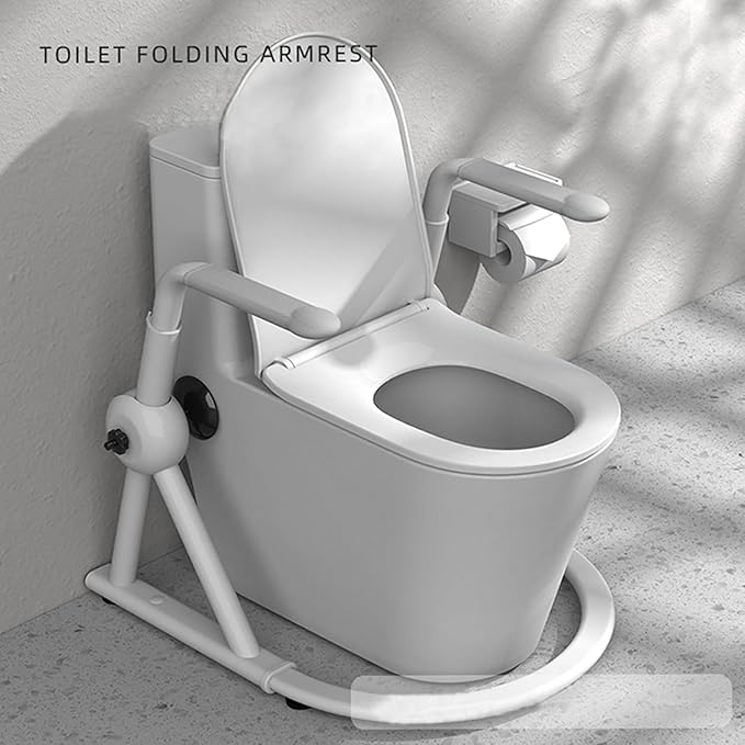 Toilet Safety Rails for Elderly Handicap- 400 lbs Capacity Adjustable Safety Frame with Foldable Armrests