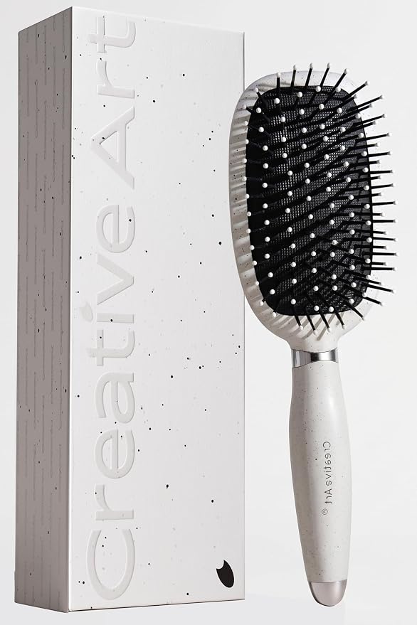Hair Brush for Men, Detangling & Styling Hairbrush with Flex Cushion Base | Ball-Tipped Bristles, For Wet/Dry Use, Scalp Massage Function, Detangler Brushes for Fine/Thin/Thick Hair, White
