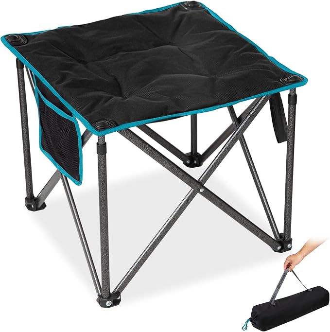 FUNDANGO Oversized Camping Stool, 440Lbs Padded 18in Folding Foot Rest