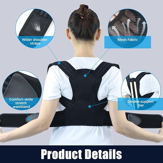 Posture Corrector for Kids Adjustable Back Straighter with Shoulder Pads Upper Back Posture Brace for Teenagers to Provide Spinal Support Improve Posture and Prevent Slouching (Small, waist size 15.7-23.6in)