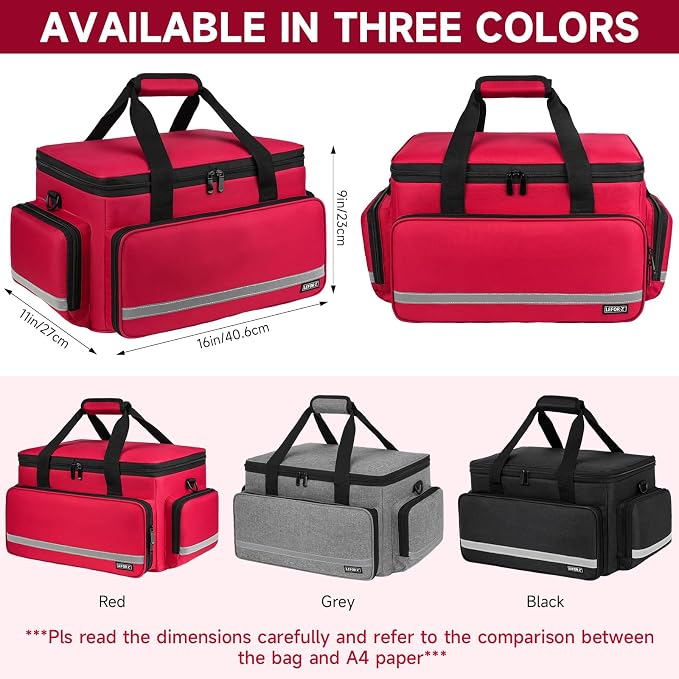 LEFOR·Z Medical Bag,First Aid Bag Empty,Home Health Nurse Bag with Detachable Divider,Medical Supplies Storage Tote for Nursing Student,Therapist,Doctors(Bag Only)