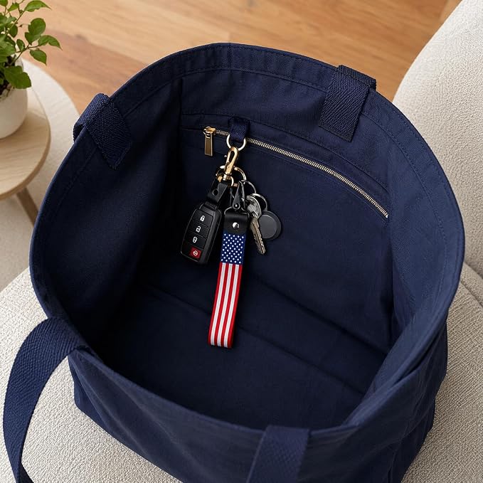 American Flag Keychain for Men Women, Leather USA Flag Key Chain for Daily | Flag keychain adds heritage patriotic style, Metal D-ring keep daily keys grouped,Practical gift for dads, husbands, wives