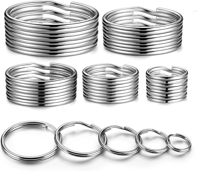 YHYZ Split Key ring Assorted, 5 Sizes (1/2 inch, 3/4 inch,1 inch, 1.25 inch, 1.38 inch), for Dog Pet Collar DIY Tag Jewelry