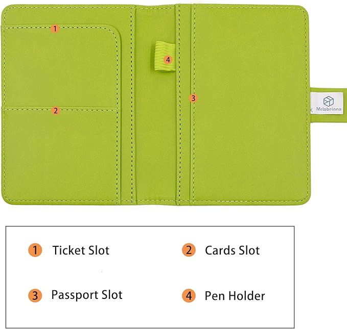 Melsbrinna Premium Leather Passport Holder Covers Case, Waterproof Rfid Blocking Travel Wallet Passport Holder with Pen Holder, Cute Passport Book for Women/Men