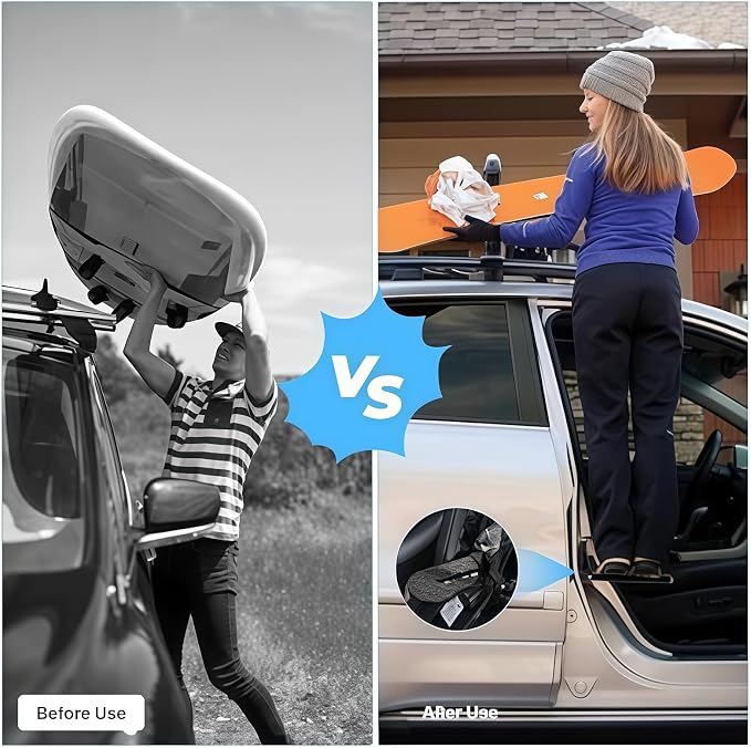 LHJYY 2-in-1 Car Door Assist Handle for Seniors with Portable Folding Step, Detachable Support Grab Bar, Anti-Slip Step Stool, Universal Vehicle Fit
