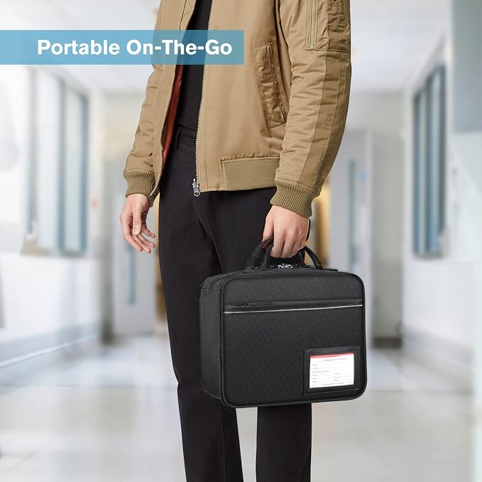 SITHON Pill Bottle Organizer Medicine Storage Bag Medication Travel Carrying Case Manager with Handle, Fixed Pockets for Medications, Vitamins, Medical Supplies, Black