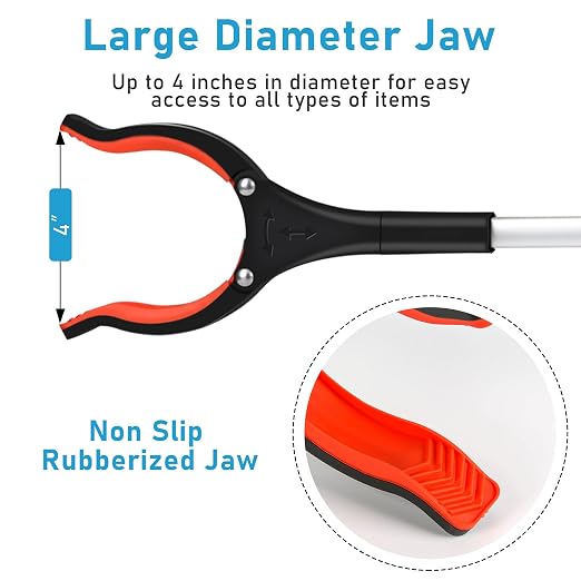 2026 Upgrade Grabber Reacher Tool, Foldable，34 inch (Orange1(1Pack)) | Heavy Duty(Up To 12LBs), Trash Pick Up, Extra Long Handy Claw, For Elderly