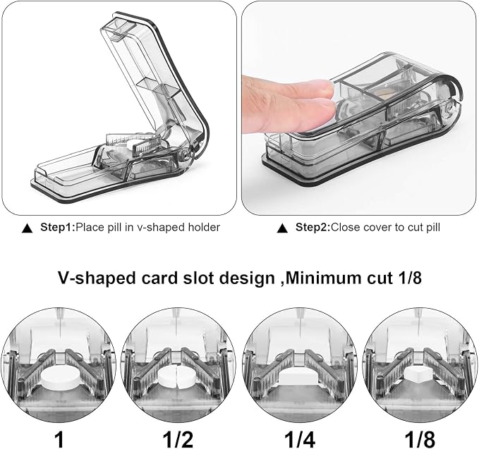 AVIDACE 2PCS Pill Cutter, Professional Pill Splitter for Cutting Small Pills or Large Pills in Half