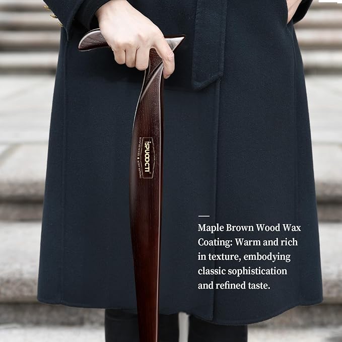 Wooden Walking Cane for Men and Women -Natural Solid Wood, 3 Rubber Tips, Heavy Duty, with Travel Bag- Wooden Walking Stick, Ergonomic Canes for Seniors Unisex Walking Canes